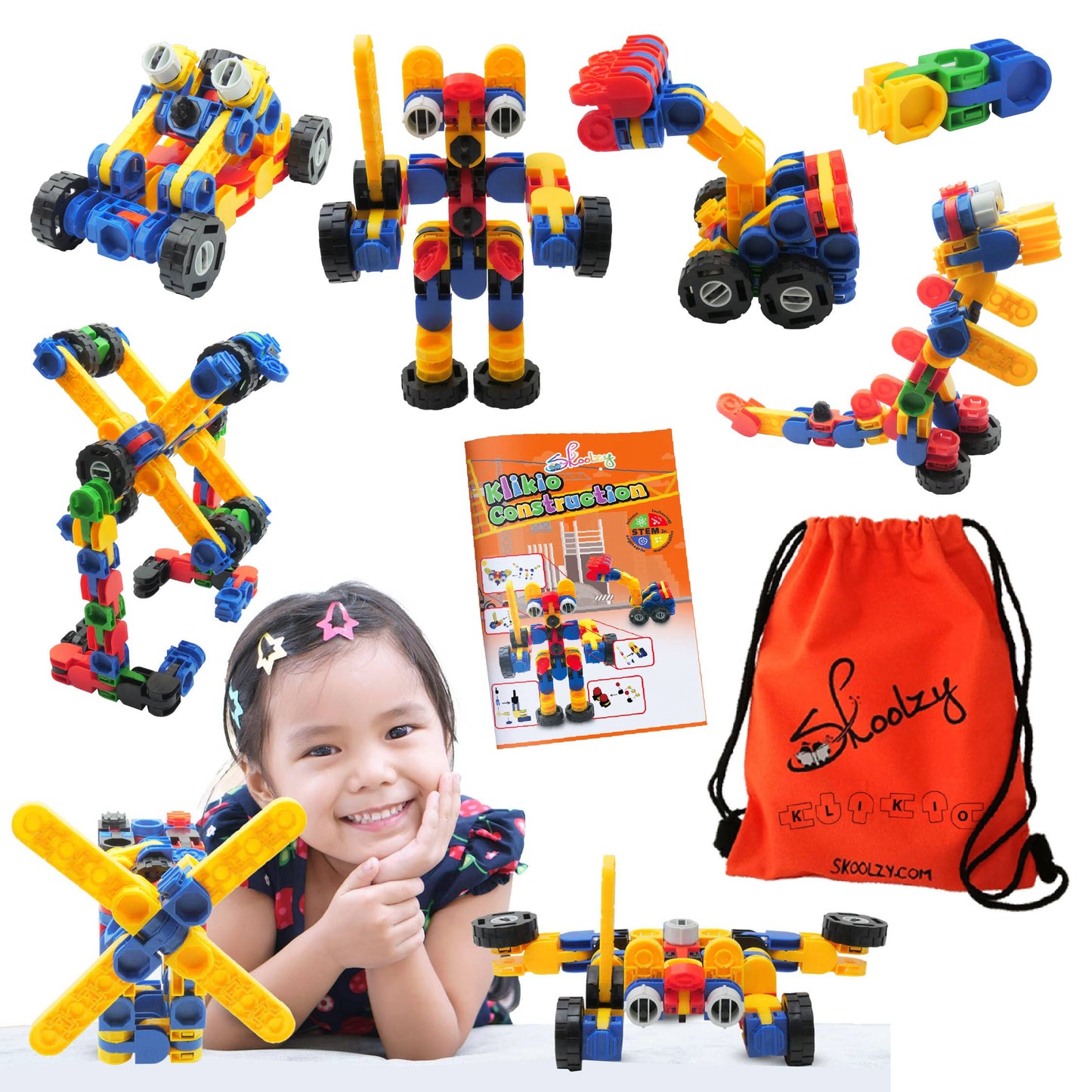 Klikio STEM Toys Kit - 98 Pc Educational Construction Set