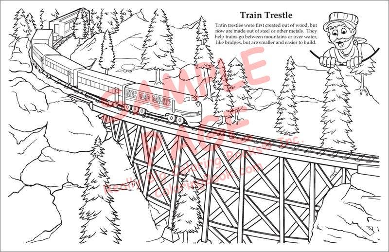12-Pack Trains LapTop Coloring Book 17"x11"