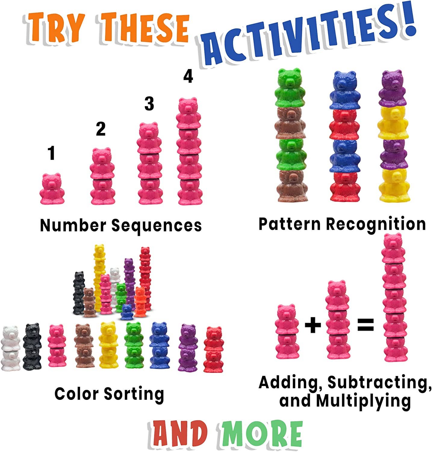 Sorting Bears Counters. Learning Activities 10 colors. 100pc