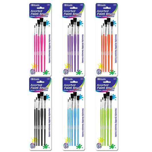 Assorted Size Kid's Paint Brush Set - Pack of 5