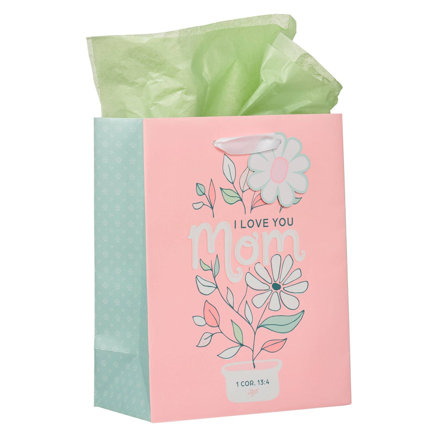 I Love You Mom Daisy Medium Gift Bag - 1 Cor. 13:4