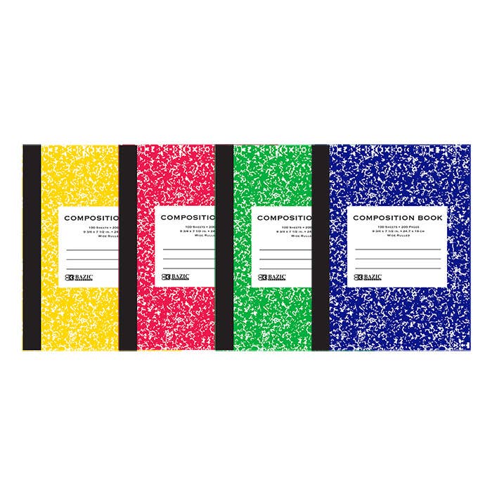 Marble Composition Book: Assorted wide rulled