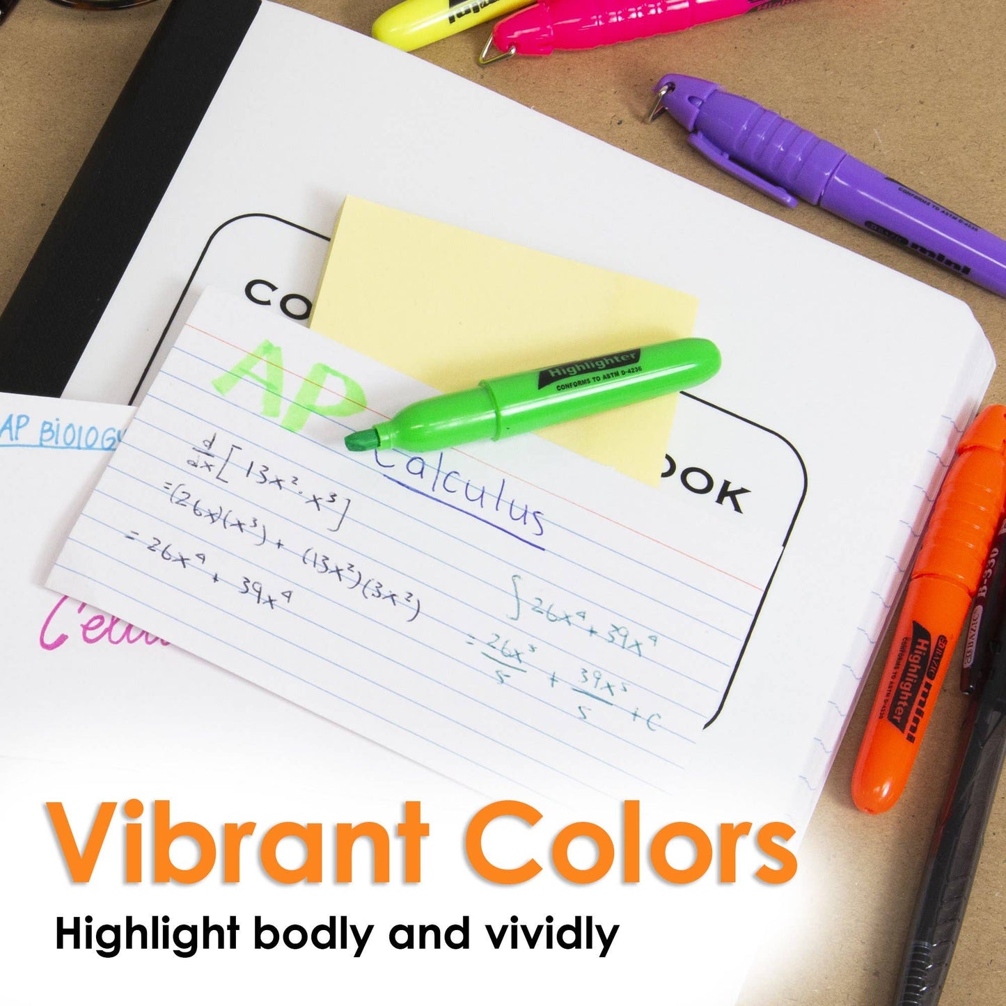 Mini Fluorescent Highlighter with Cap Clip: 6/pack