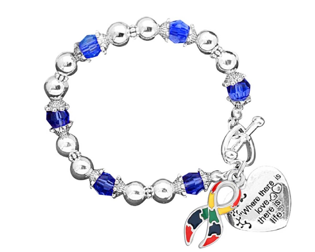 Autism Ribbon Where There Is Love Bracelets: 1 Bracelet