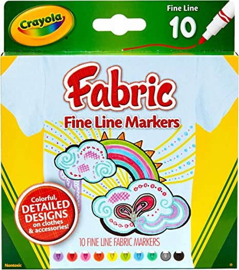 10 Count Crayola Fabric Markers Fine Line