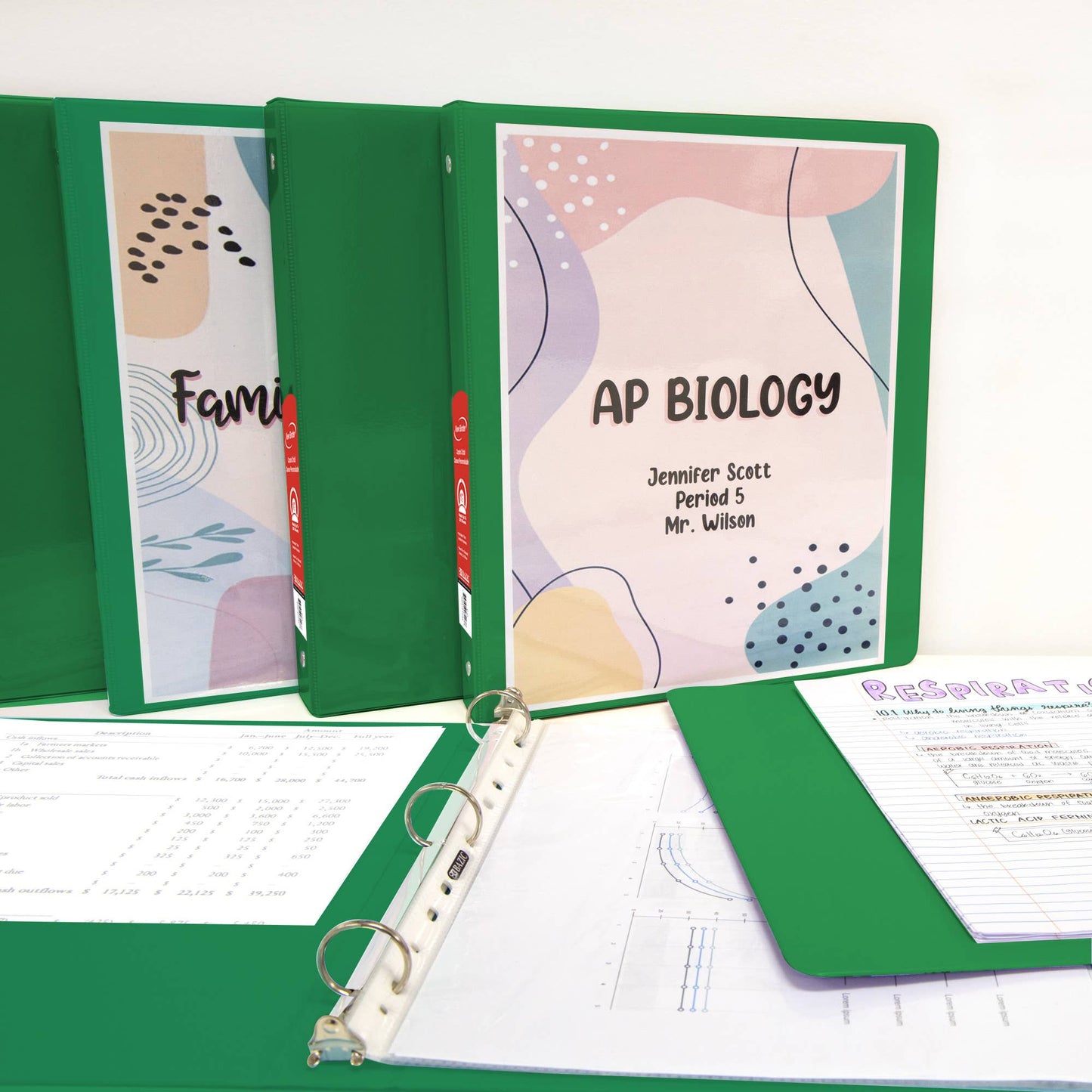 Binder View 1.5" Green 3-Ring w/2-Pockets: 12