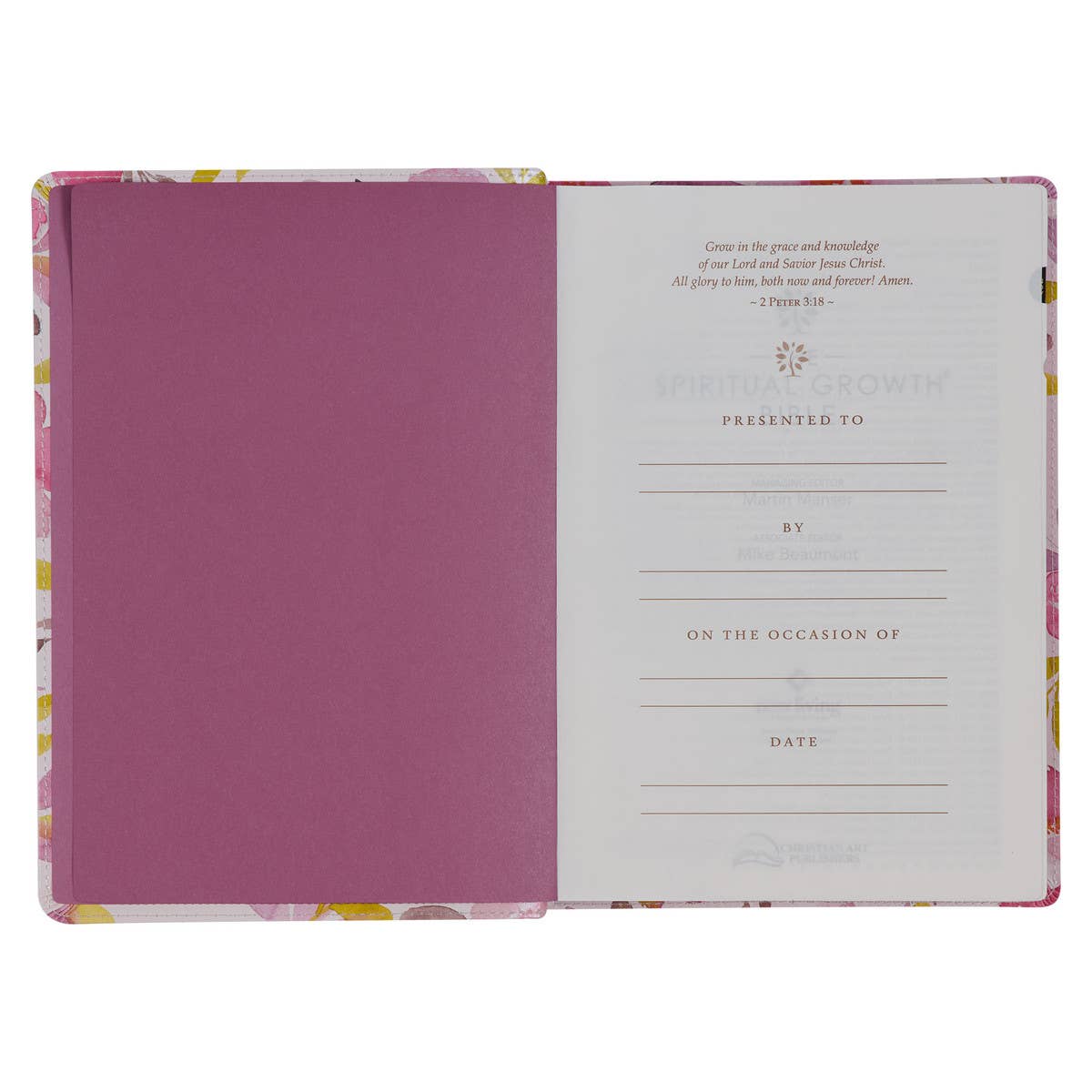 Pink Floral Spiritual Growth Bible New Living Translation