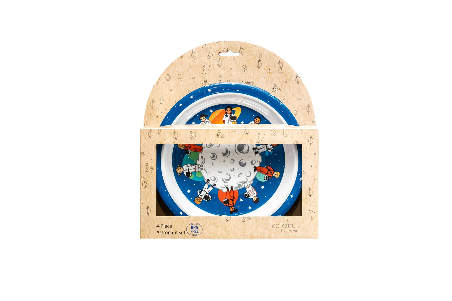 4-Piece Plate Melamine Space Theme Plate Set