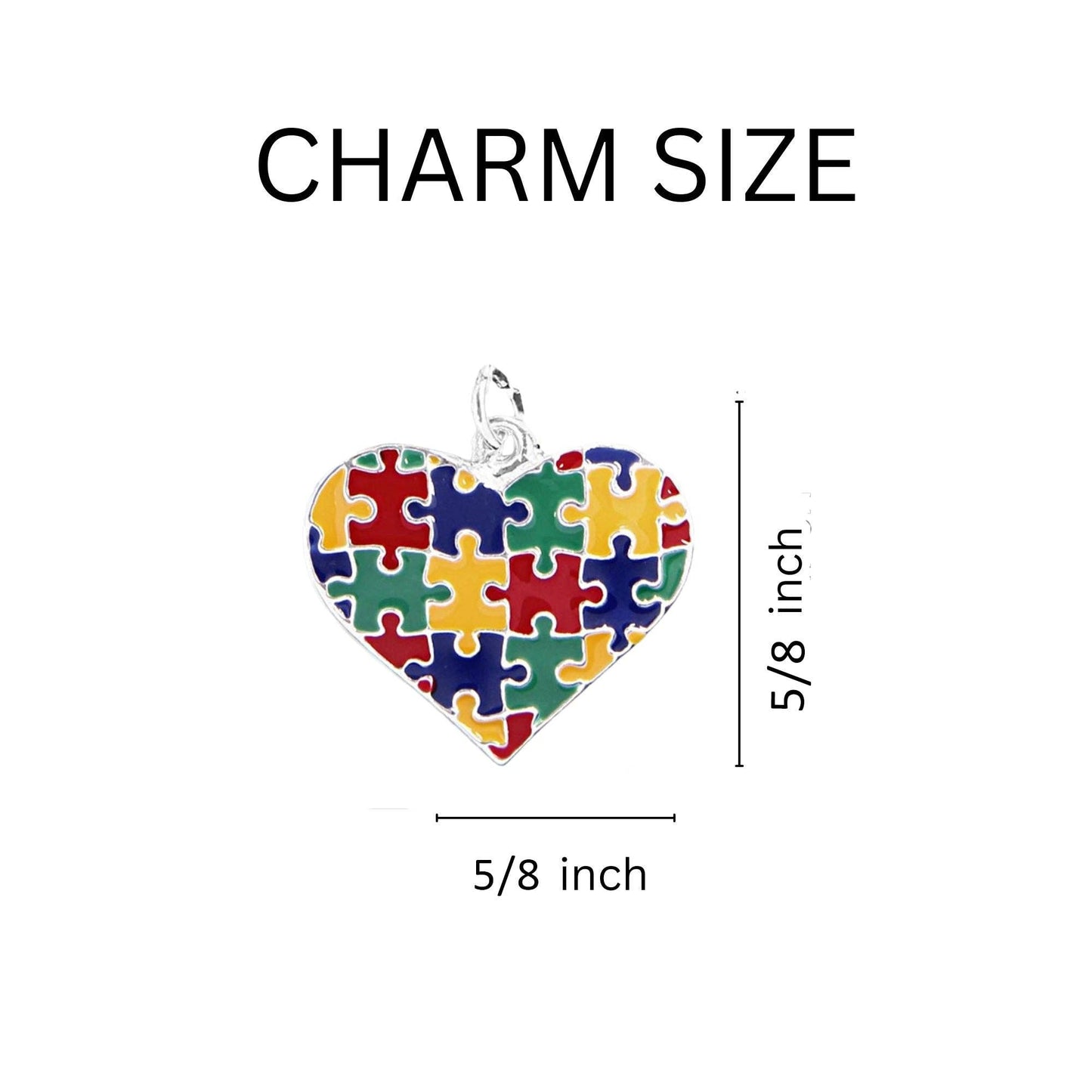 Puzzle Piece Autism Awareness Multicolored Heart Hanging Earrings: 1 Pair