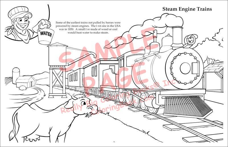12-Pack Trains LapTop Coloring Book 17"x11"