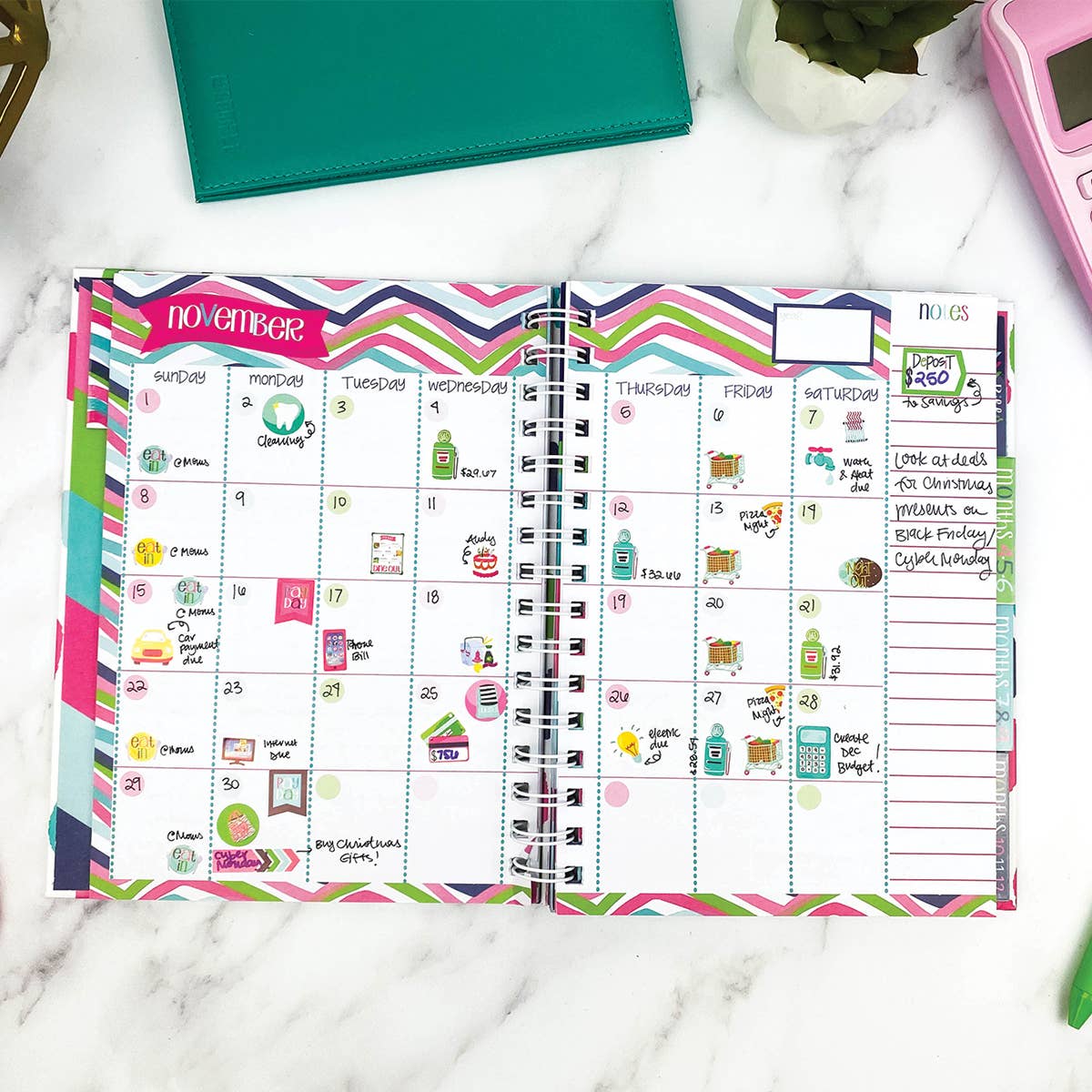 Budget Binder™ Bill Tracker Financial Planner | Open Stock: Stripes