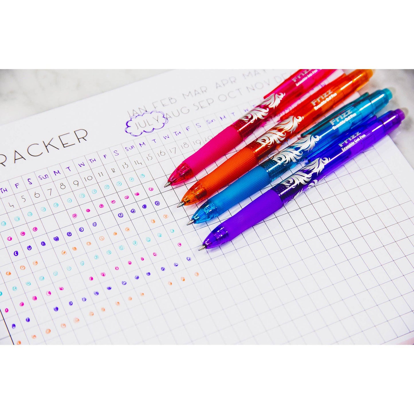 Frizz Assorted Color Erasable Gel Retractable Pen with Grip