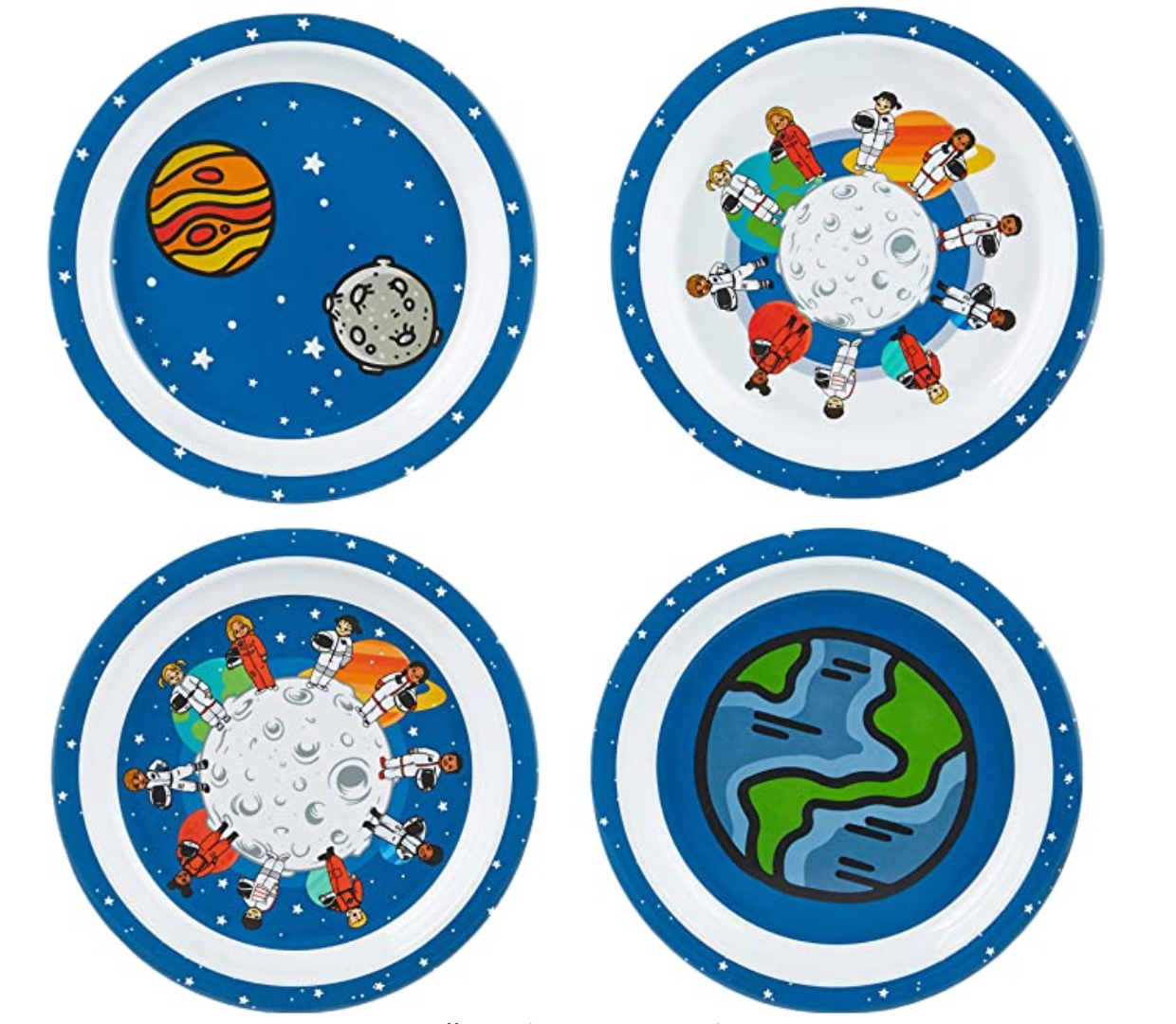 4-Piece Plate Melamine Space Theme Plate Set