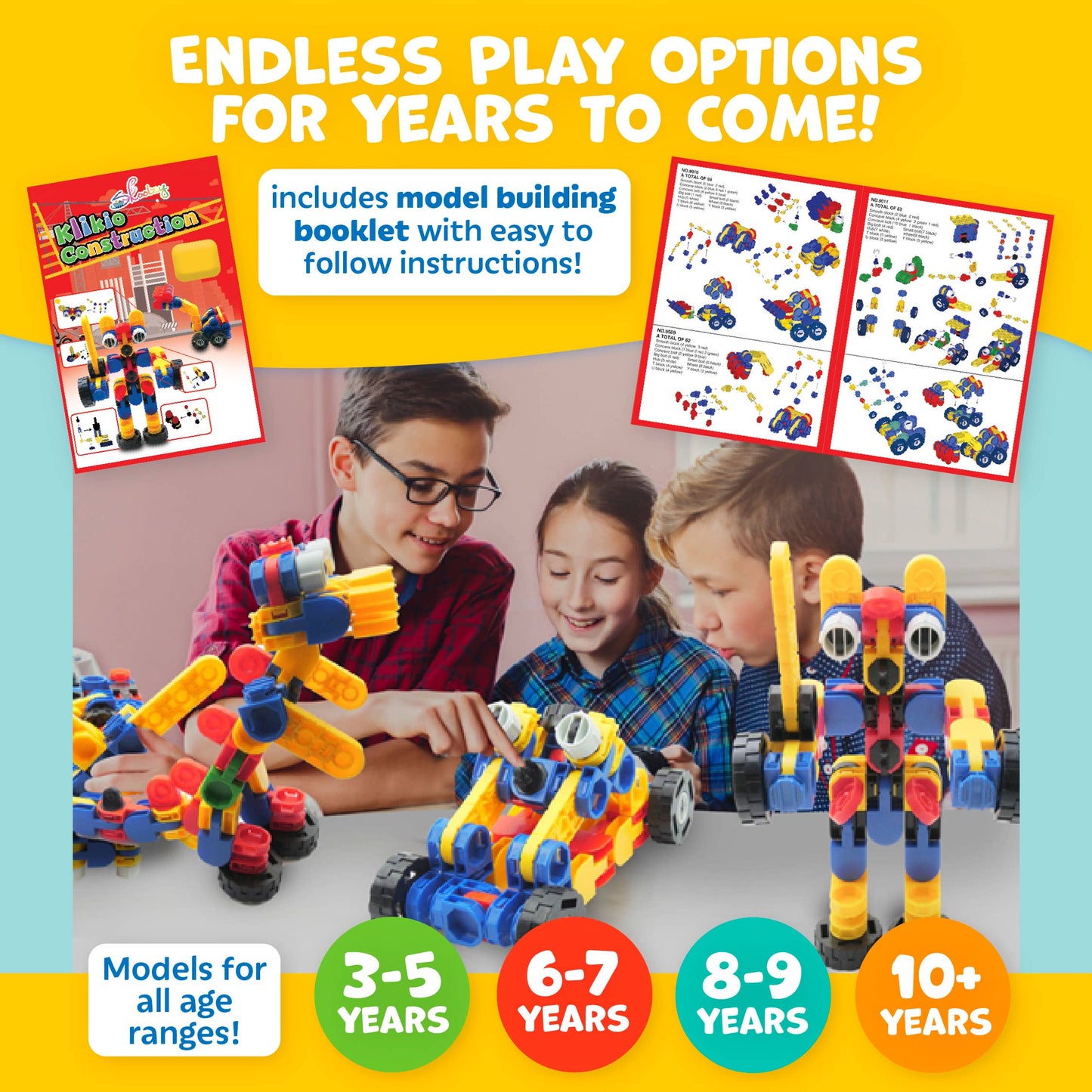 Klikio STEM Toys Kit - 98 Pc Educational Construction Set