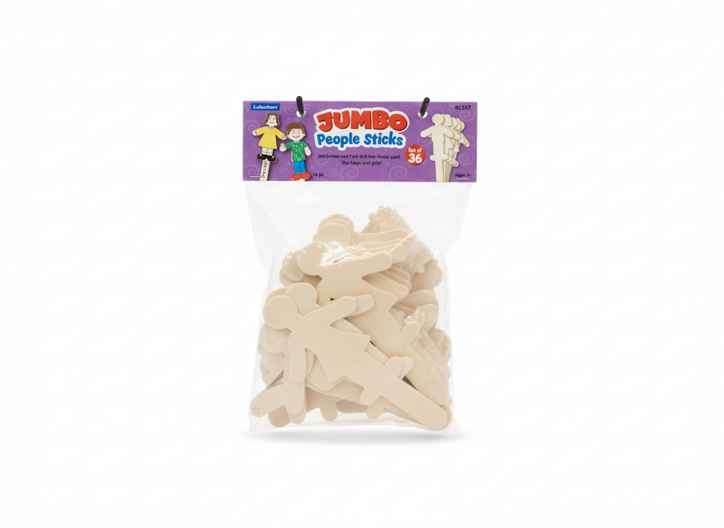 Pack of Jumbo People Sticks with packaging on a white background