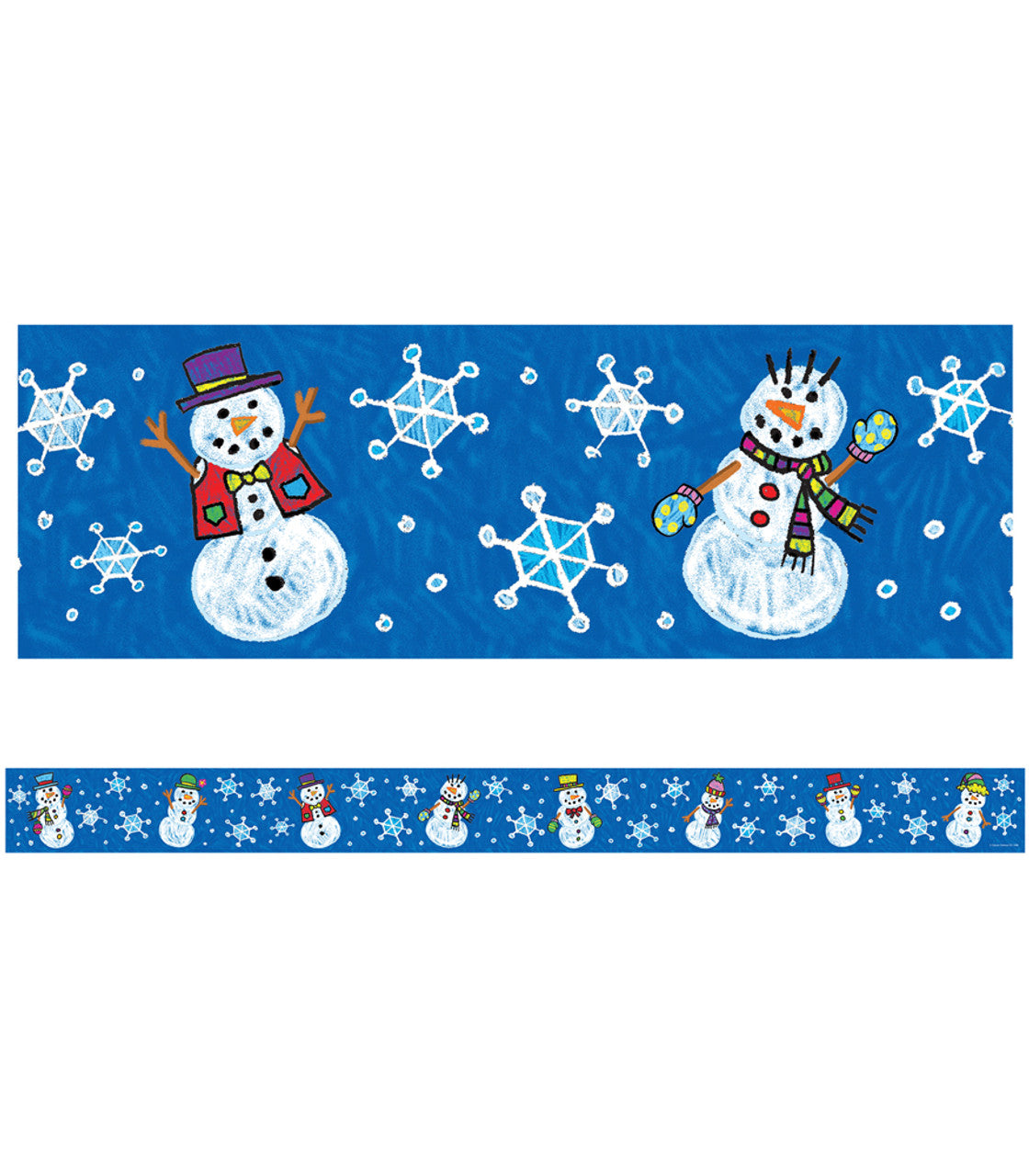 Snowmen: Kid-Drawn Straight Borders