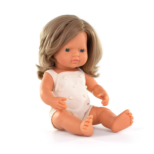 Colourful Doll Caucasian Girl Dirty Blonde 15” Cream rompers