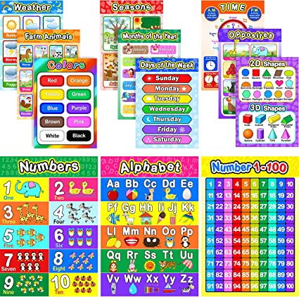 Preschool Poster for Toddler and Kid with Glue Point Dot for Nursery Homeschool Kindergarten Classroom