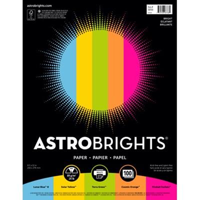Astrobrights Color Cardstock, Letter, Smooth - 100 / Pack - Eclipse Black 