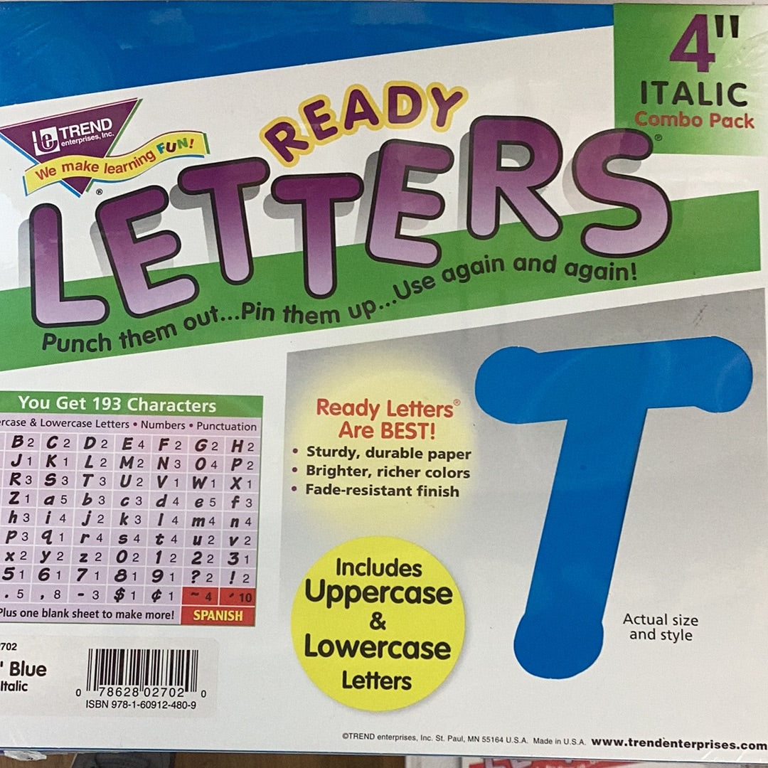 Trend Ready Letters 4” Italic combo pack