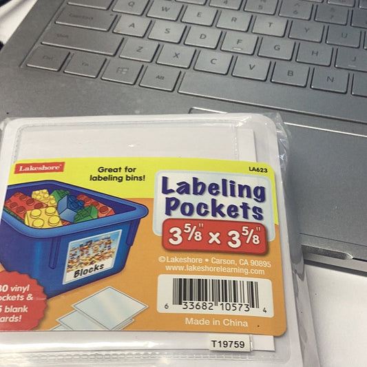 Self-Adhesive Classroom Labeling Pockets - Set of 30