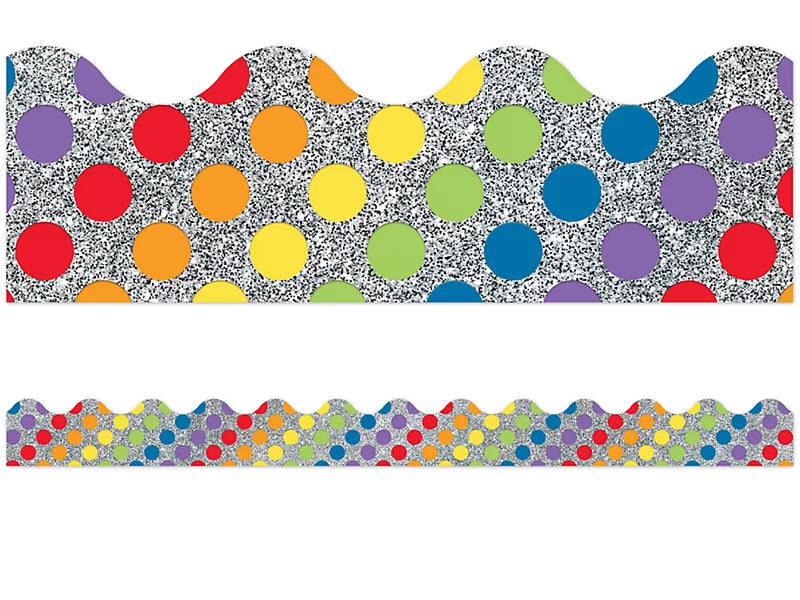 Sparkle & Shine Rainbow Polka Dot Scalloped Border