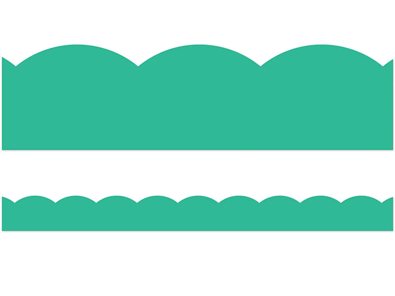 Black, White & Stylish Brights Turquoise Scalloped Border