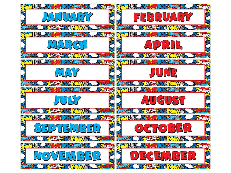 Superhero Months of the Year Bulletin Board Set