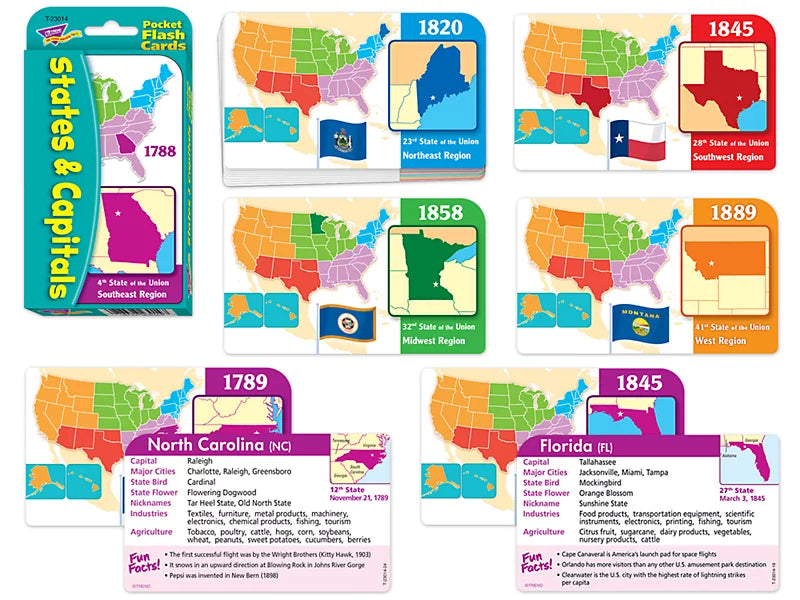 States & Capitals Pocket Flash Cards