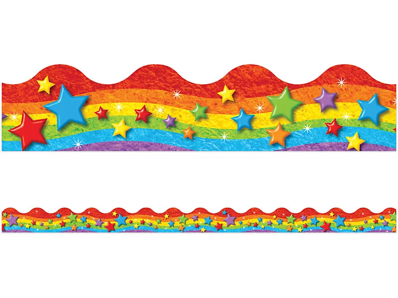 Rainbow & Stars Scalloped Border