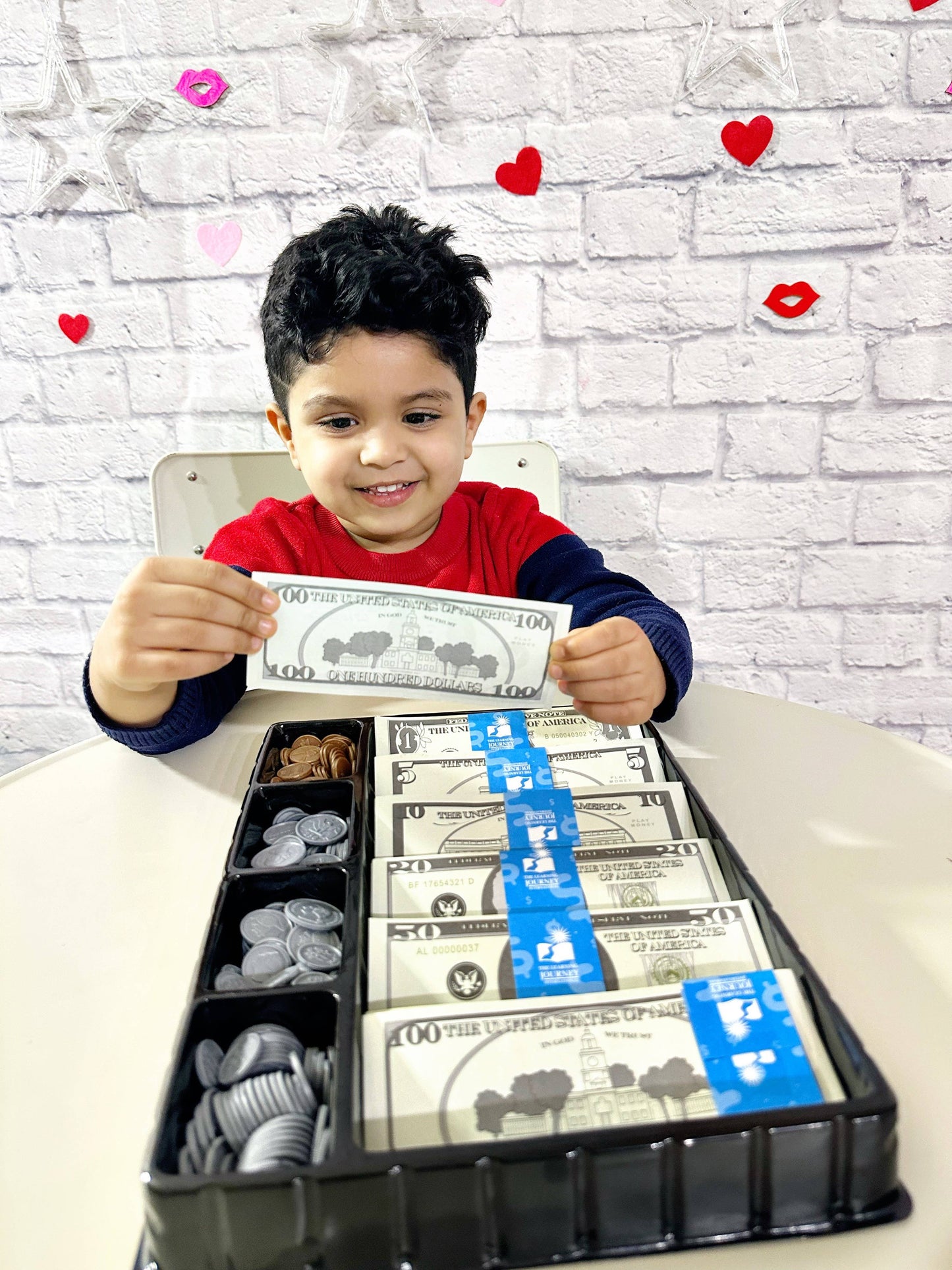 Kids Bank - Play Money Set: Plastic, cardboard
