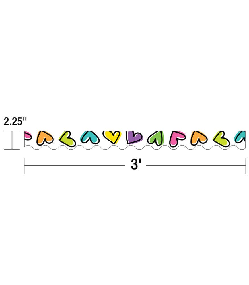 Kind Vibes Doodle Hearts Scalloped Bulletin Board Borders