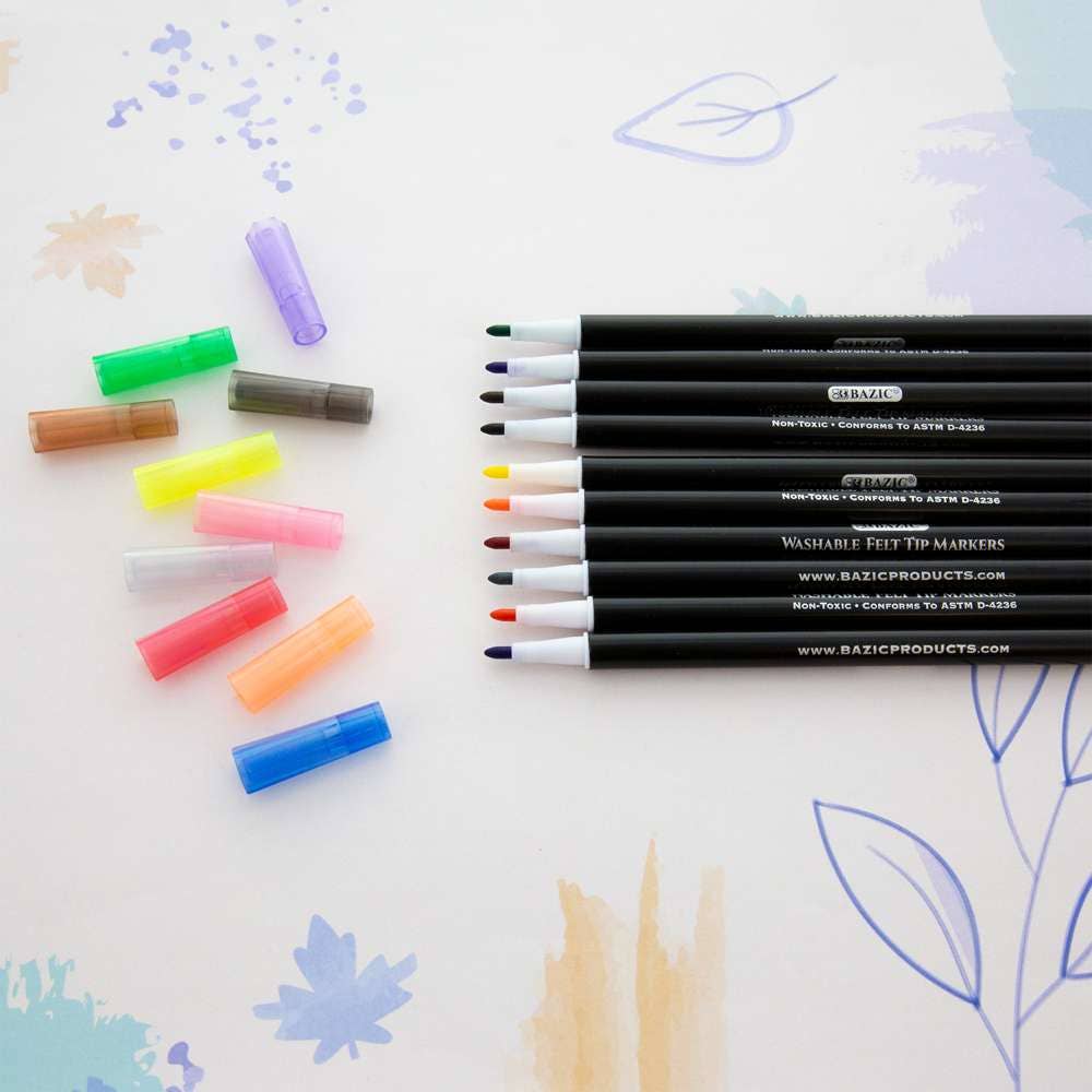 Felt Tip Washable Markers 10 Colors