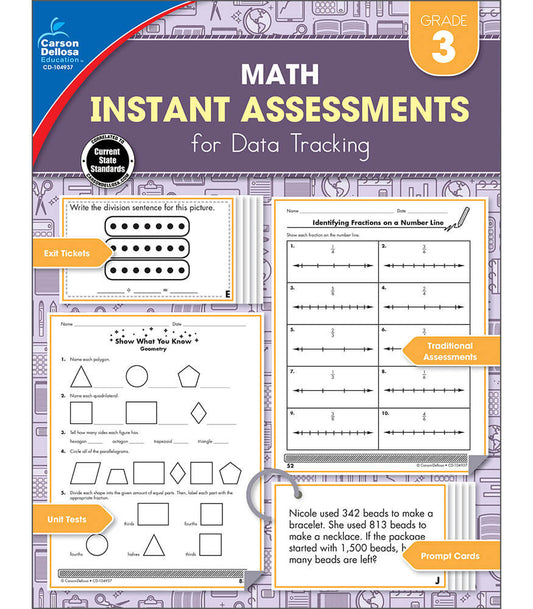 Math Instant Assessments for Data Tracking Resource Book Grade 3