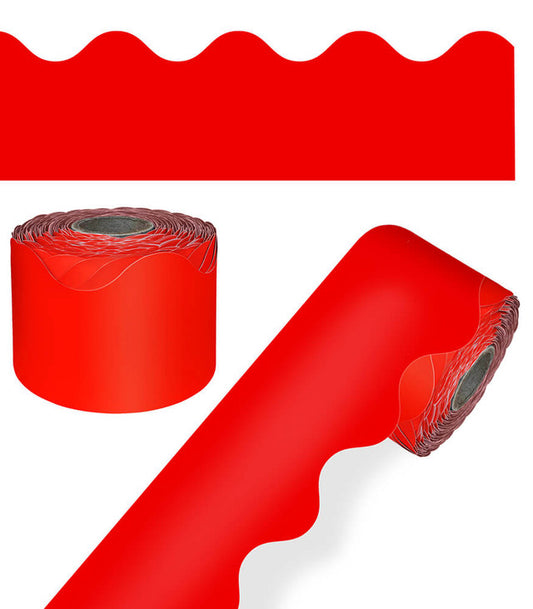 65' Red Rolled Scalloped Bulletin Board Borders