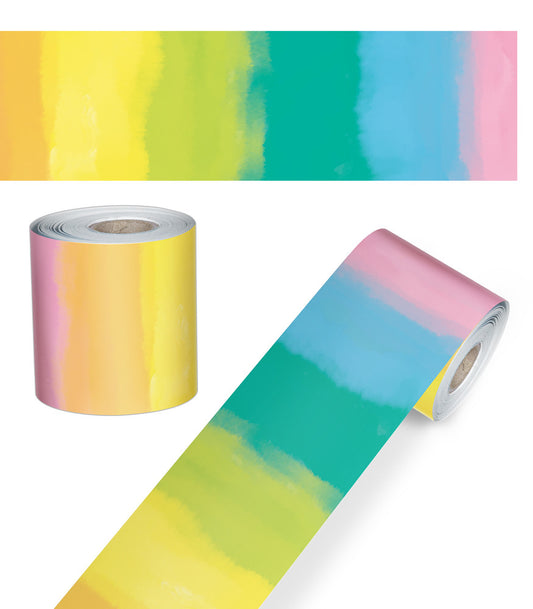 65' Watercolor Rolled Straight Bulletin Board Borders