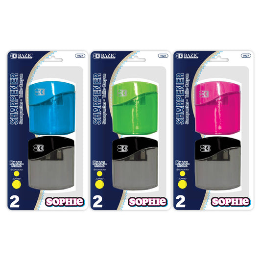 Sophie Dual-Hole Pencil Sharpeners, 2 Count, With Receptacle: 24