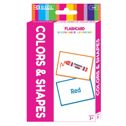 Colors and Shapes Flash Cards, Durable Printed Cards: 24