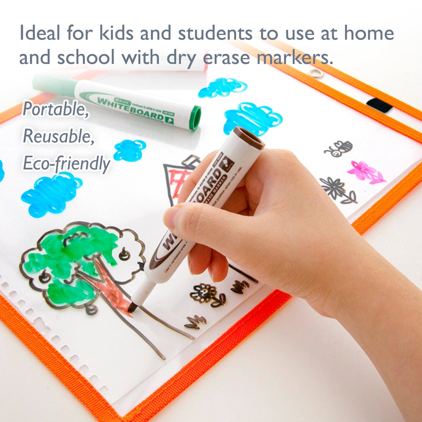 Dry Erase Pockets, Reusable 9" x 12" Sleeve