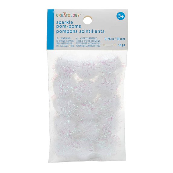 3/4" White Sparkle Pom Poms by Creatology