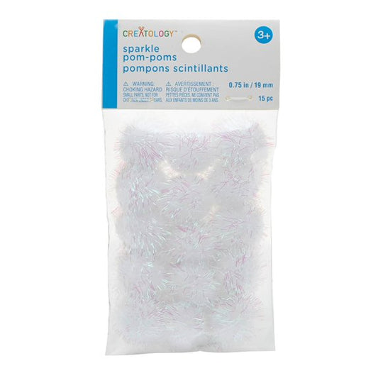 3/4" White Sparkle Pom Poms by Creatology