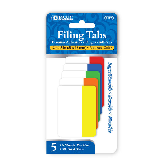 Filing Tabs 2" x 1.5" 6 Ct. (5/Pack): 24