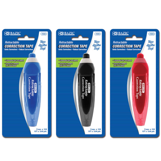 Correction Tape Retractable 5 mm x 196": 24