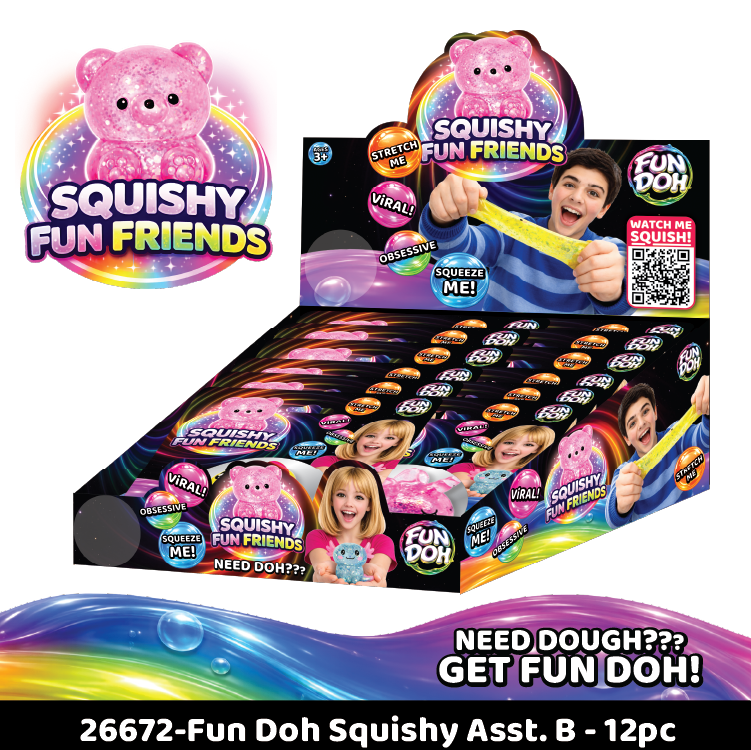 Fun Doh Squishy Gummy Fidget Toy NEW Variety - 12/Display: Wholesale Price