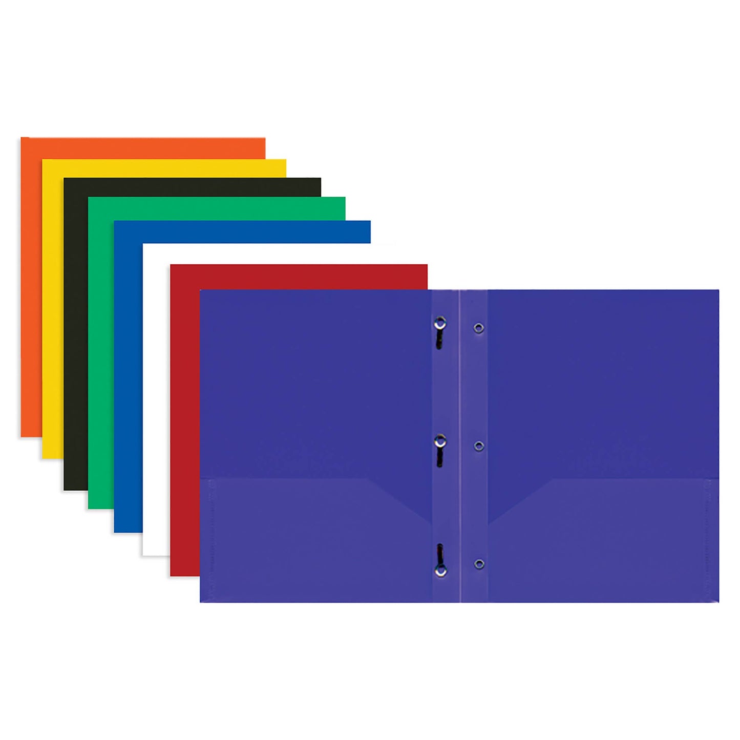 Solid Color 2-Pocket Poly Portfolio w/ 3 Prongs: 48