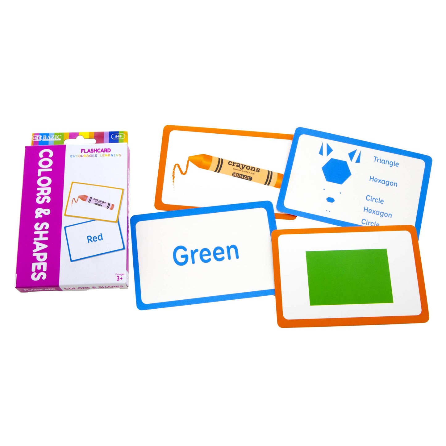 Colors and Shapes Flash Cards, Durable Printed Cards: 24