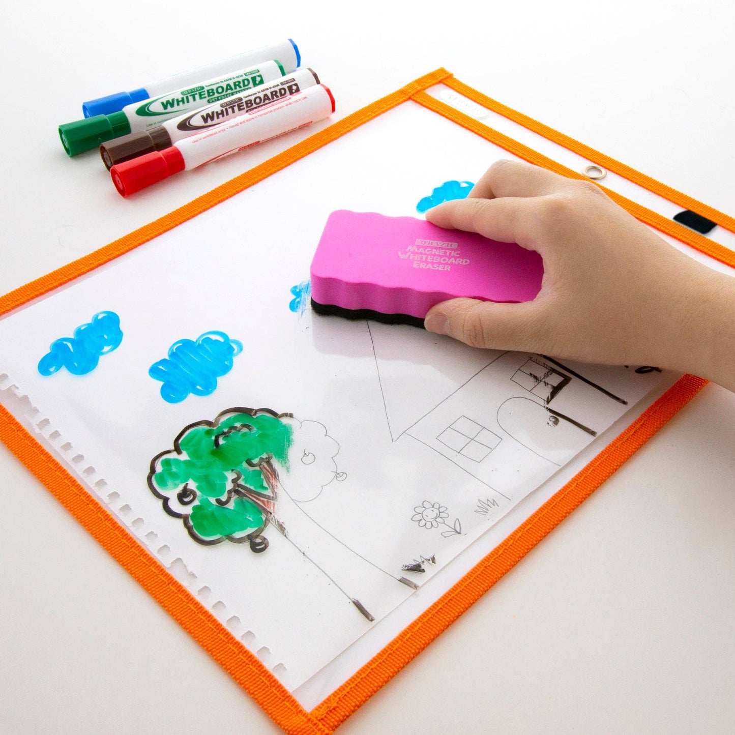 Dry Erase Pockets, Reusable 9" x 12" Sleeve