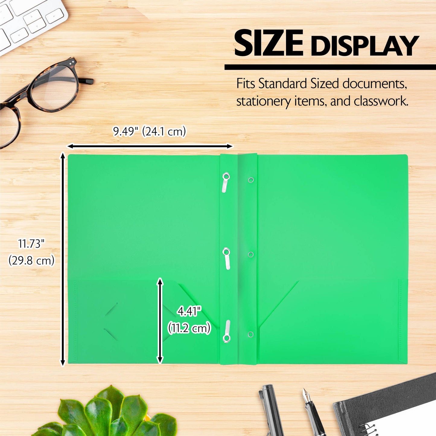 Solid Color 2-Pocket Poly Portfolio w/ 3 Prongs: 48
