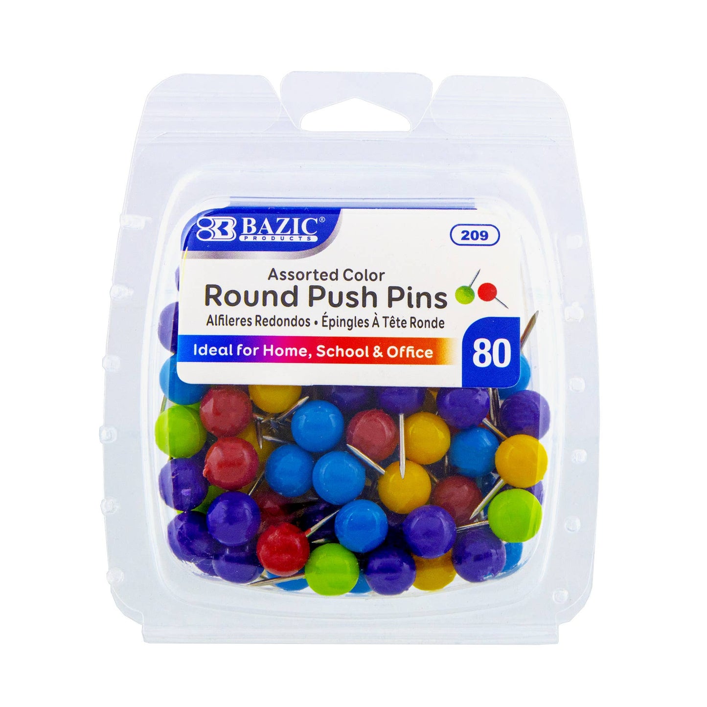 Push Pins Round Assorted Color (80/Pack): 24