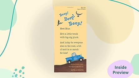 Book cover with text and illustration of a truck on a beige background